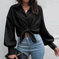 thumbnail image 7 of Oversized Button Down Shirts for Women Loose V Neck Collared Trendy Blouses Solid Color Lantern Long Sleeve Casual Tops, 7 of 7