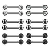 ZS 6 Pairs 14G Tongue Ring Surgical Steel/Acrylic Nipple Rings Piercing for Women Barbells Piercing Kit