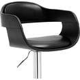 thumbnail image 5 of Contemporary Black PU Leather Swivel Bar Stool with Adjustable Height & Padded Ergonomic Back - Modern Kitchen Counter & Home Bar Furniture (33"-42" Height), 5 of 7