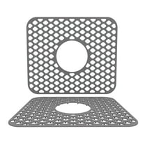 Zauma A Drain Mat,Silicone Kitchen Sink Protector Mat Folding Heat Non Slip Kitchen Sink Mats Grid Accessory Grey For Bottom Of Farmhouse Stainless Steel Porcelain Sink