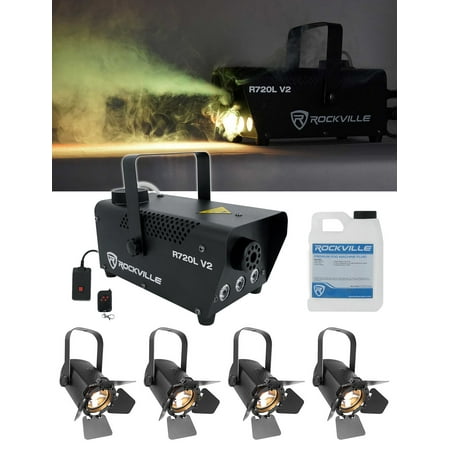 (4) Chauvet DJ EVE TF-20 LED Par Can Lights w/Barn doors+Fogger+Fluid