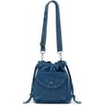 thumbnail image 2 of JennyShop Drawstring Lightweight Phone Purse Handbags, Fashion  Small Denim Shoulder Crossbody Bag, Pretty Canvas Bucket Tote Bag, 2 of 7