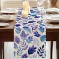 thumbnail image 3 of Table Runners 60 Inches Long Dress Scarves, Purple Leaves Farmhouse Kitchen/Dining Table Runner, Small Coffee Tablerunners, Spring Plants Rustic Vintage Botanical 13x60 Inch, 3 of 9