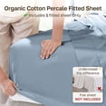 thumbnail image 2 of California Design Den 100% Organic Cotton Percale Twin XL Fitted Sheet Only, Soft, Crisp, Deep Pocket, Snug-Fit with Special Elastic, Side Indicators - Blue Hydrangea, 2 of 9