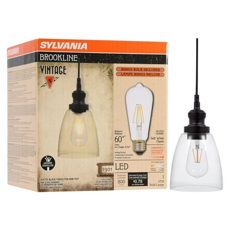 SYLVANIA Glass Pendant Light Fixture Kit, incl lightbulb