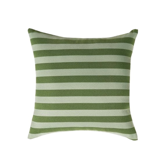 YAMB Green Stripe Decorative Pillow, 18" x 18" Boho Style Fade Proof Outdoor Throw Pillow Cushion, Soft Plump Support Pillow with Hidden Zipper for Patio Balcony Indoor Bedroom Home Decor