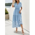 thumbnail image 3 of PRETTYGARDEN Women's Summer Boho Maxi Dress Spring Floral Short Sleeve V Neck A Line Flowy Beach Wedding Guest Dresses, 3 of 9