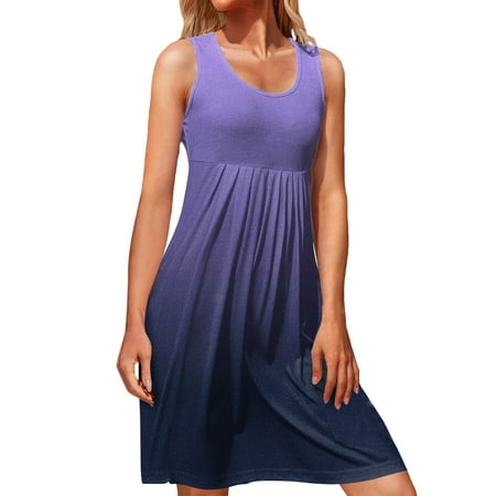

Women Casual Loose Tank Dress Summer Gradient Print Dress Pleated Sleeveless Sun Dresses Womens Gothic Lace up Corset Bustier Dress Short Skirt Halter Evening Dresses for Women for Women Dress