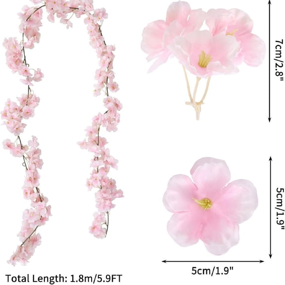 Cherry Blossom Vine Decoration *1 Cherry Blossom Garland Plastic Flower Vine For Home Bedroom Wedding Decor