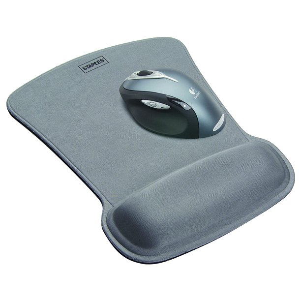 Staples Mouse Pad with Gel Wrist Rest, Silver