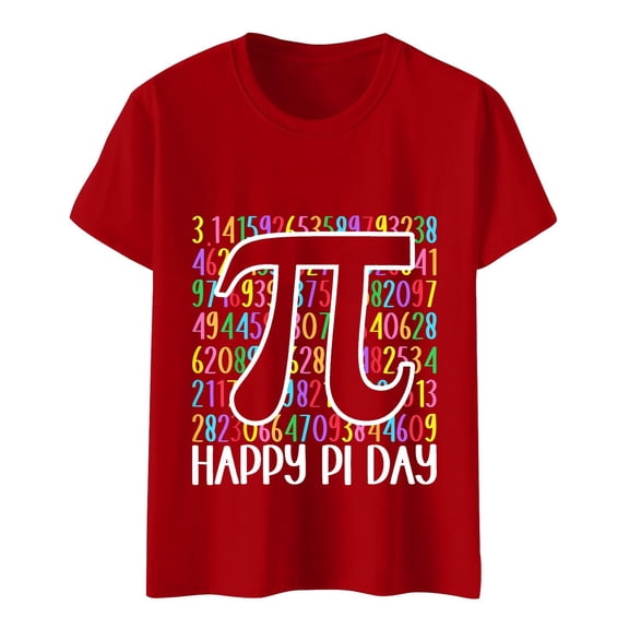 Pi Day Celebration Graphic Printed Women's Casual T-Shirt Top For Everyday Comfort Oversized T-shirts Short Sleeve Crewneck Casual Tops