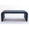 thumbnail image 3 of Boucle Fabric Entryway Loveseat Bench, 43.3" Ottoman Footstool with Gold Metal Legs, Modern Accent Bedroom Bench Vanity Bench Shoe Bench for Indoor Living Room, Dark Blue, 3 of 5