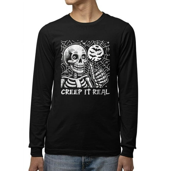 Creep It Real Skeleton Halloween Graphic - Men's Long Sleeve