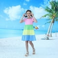 thumbnail image 2 of HILEELANG Girls Cotton Color Block Dress – 100% Soft Cotton Summer Sundress with Ruffle Sleeves, Multi-Color, Sizes 2T-12, 2 of 5