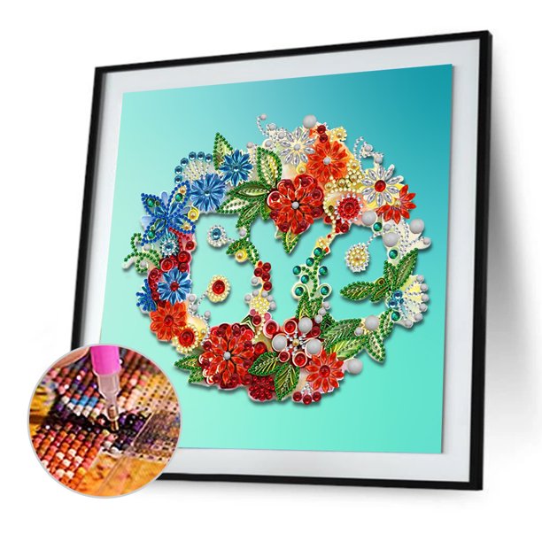 Cuadros Decorativos Diamond Painting 5D DIY Flower Kit de diamantes de imitación de taladro especial parcial (HB203) Tmvgtek embutido en tela