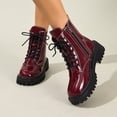 thumbnail image 6 of Willtoo Women's Platform Combat Boots Stylish Fashion Lace-Up Ankle Short Bootie Punk Motorcycle Leather Boots for Fall Winter, 6 of 6
