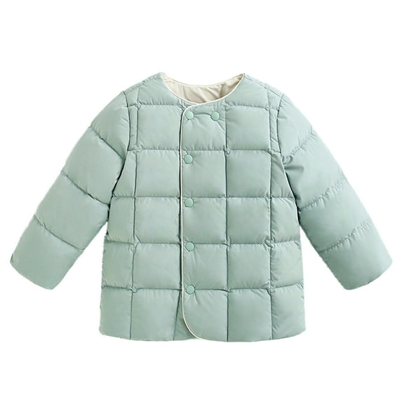 SUXIAN Baby Coat Toddler Baby Girls Boys Winter Warm Thick Solid Long Sleeve Padded Clothes Green 2-3 Years