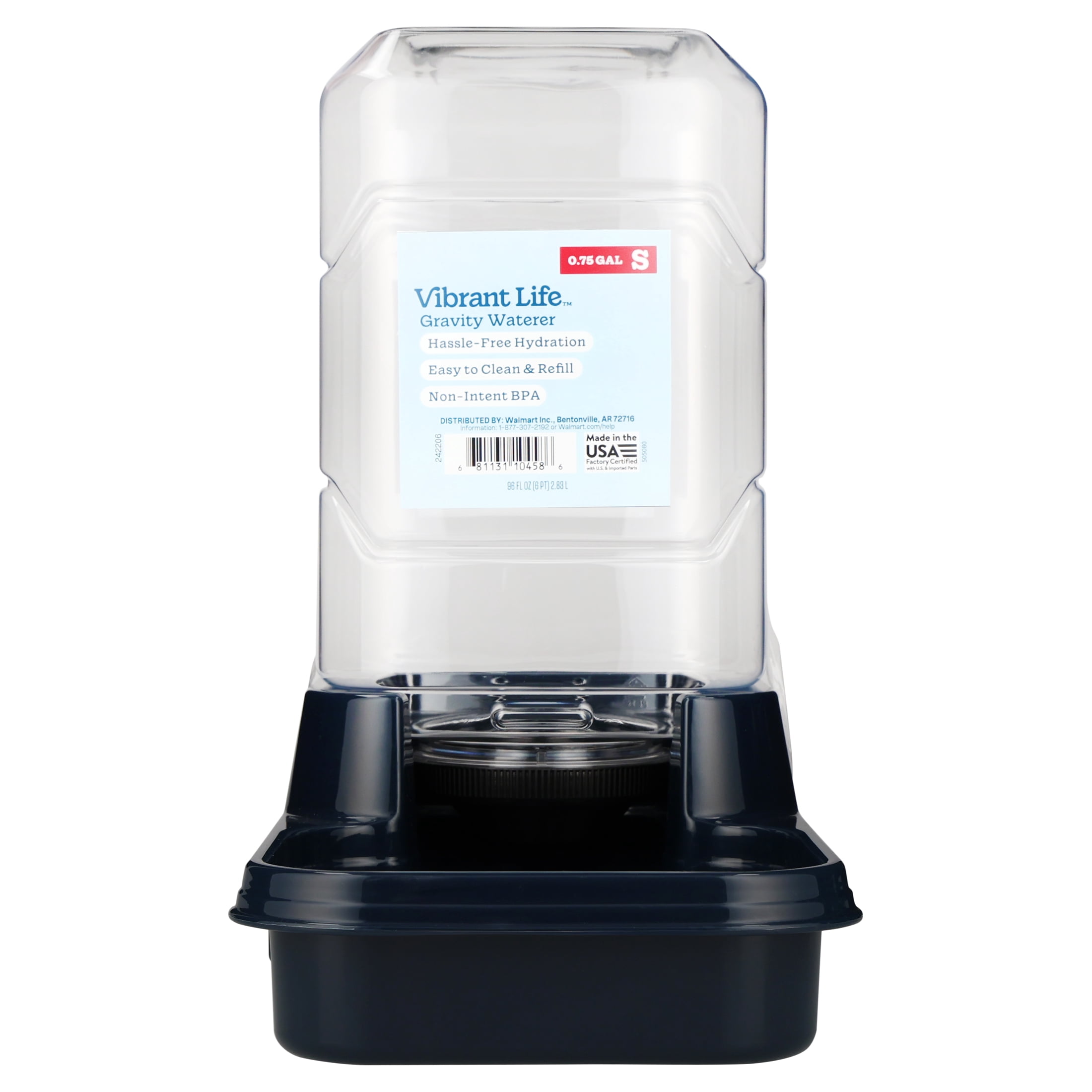 Vibrant Life 0.75 gal Gravity Waterer for Small Pets, Navy