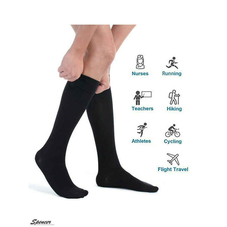 Spencer 2 Pairs Knee High Graduated Compression Socks 10-20mmHg for Men &  Women Best For Running,Athletic,Medical and Travel S-2XL 