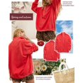 thumbnail image 4 of Sudadera Gacaky oversize de manga larga con botones Henley, roja, 4 of 6