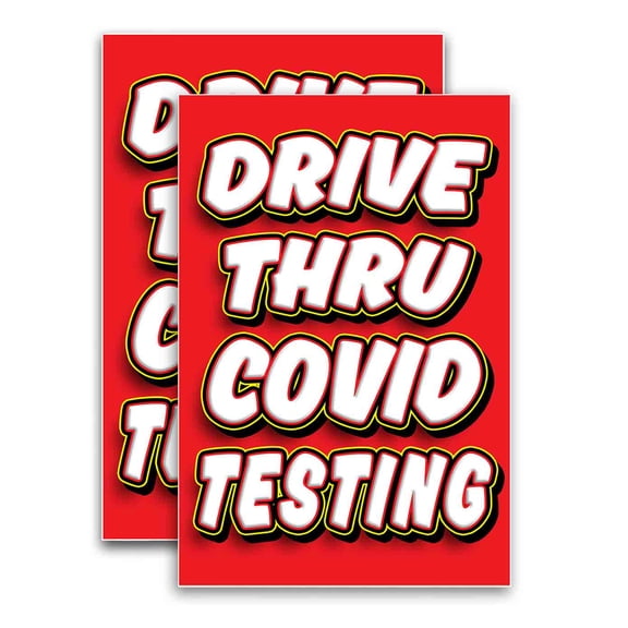 Drive Thru Virus Testing (24" X 36") Vinyl Decal Only (Pack of 2) |Sign|Sticker|Poster