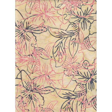 Bali Batik Leaves Keepsake Bali Batik Pale Gold Deseree Batik 4701B-39 Quilt Fabric 100% Cotton 44