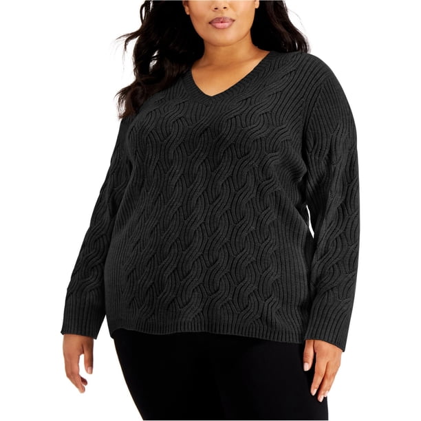 Suéter de punto de cadena Calvin Klein para mujer negro 0X