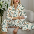 thumbnail image 6 of Honeii Summer Dinosaur print Women's Pajama Sets Long Sleeve Button Down Sleepwear Nightwear Soft Pjs Lounge Sets-X-Large, 6 of 7