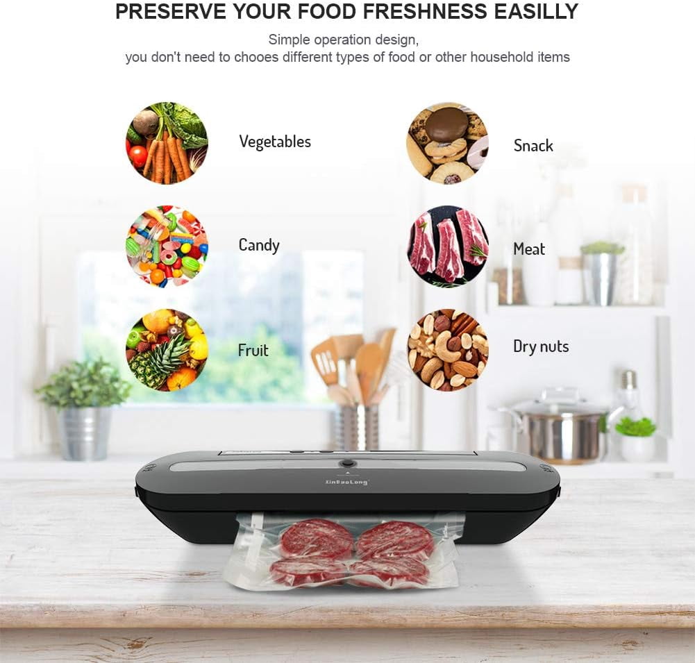 Vacuum Sealer,Delicacy Automatic Vacuum Sealing System Food Vacuum Machine for Dry and Moist Food Preservation and Sous Vide,Include 10 Sealable Bags