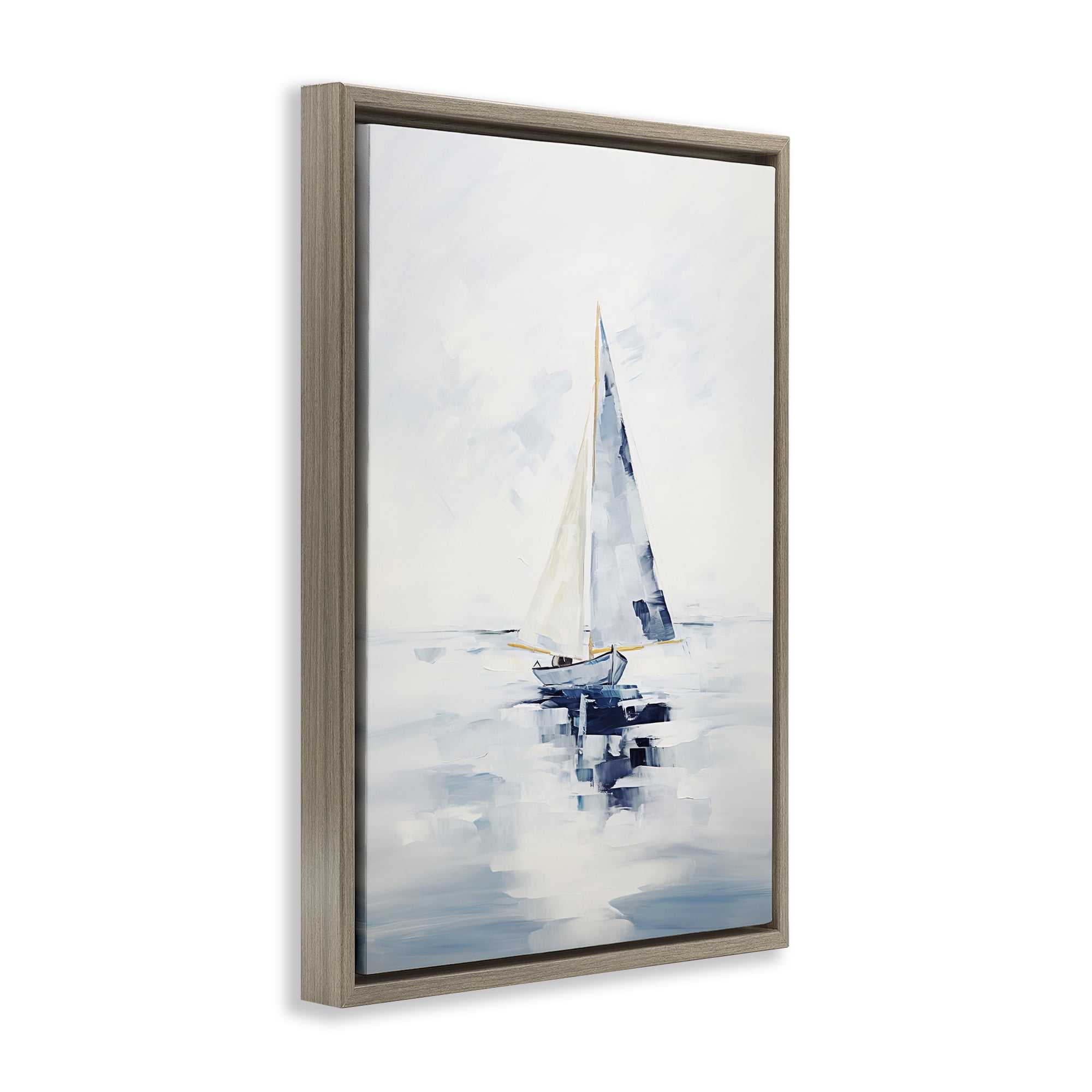 Stupell Industries Abstract Paint Strokes Boat Abstract Painting Brown Floater Framed Canvas Art Print Wall Art, 17 x 25