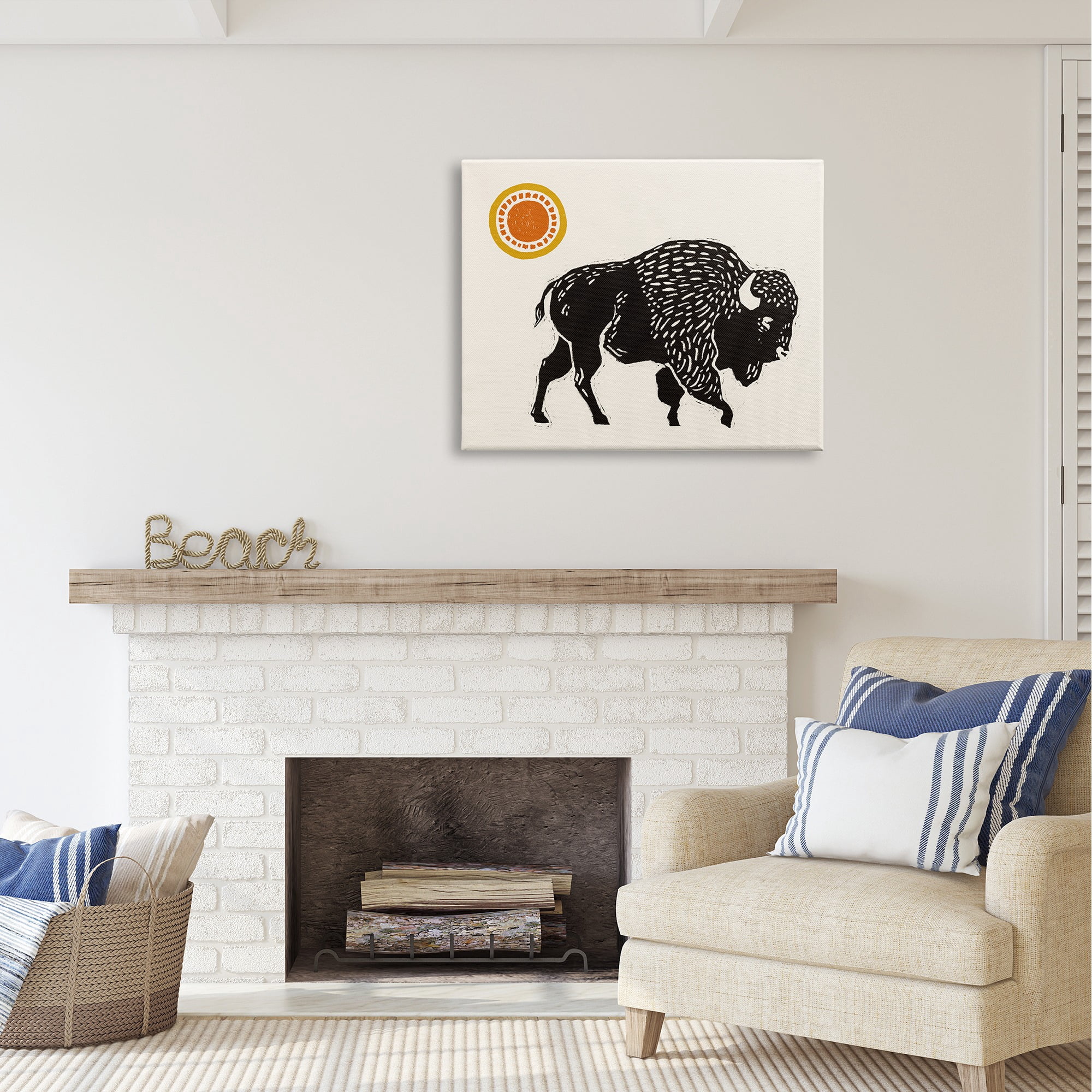Stupell Industries Southwestern Bison Portrait Animals & Insects Painting Gallery Wrapped Canvas Art Print Wall Art, 40 x 30