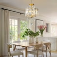 thumbnail image 7 of LMQNINE Modern Farmhouse Crystal Chandelier LED Pendant Light,Adjustable Height,3-Light Fixture for Kitchen Island, Dining, Bedroom, Gold Finish, 7 of 7