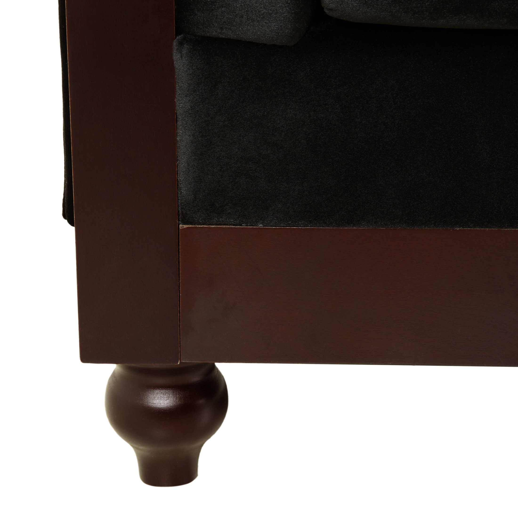 Chesterfield Velvet Tufted Love Seat with Pine Frame, Black