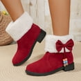 thumbnail image 2 of Dasayo Red Women Booties Furry Winter Ankle Round Toe Wide Calf Furry Boots Women's Shoes 40, 2 of 8