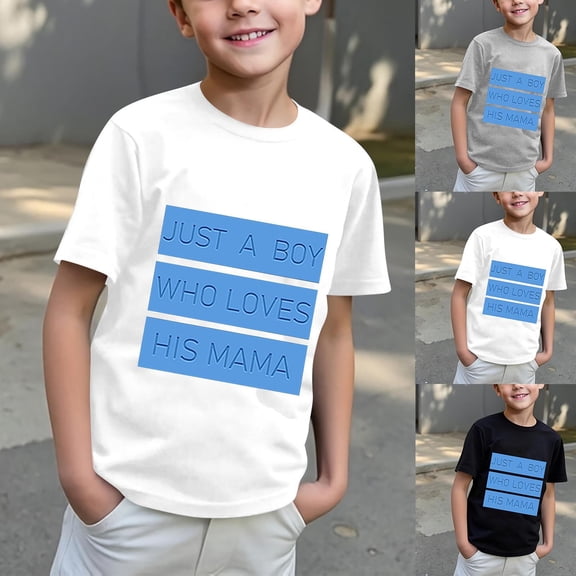 Lovzfmll Toddler Boy's T-Shirts, Mother's Day Rose Print Short Sleeve Tee, Casual Loose Fit Pullover Graphic Tees for 2-3 Years