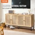 thumbnail image 2 of VEVOR Accent Cabinet, Rattan Storage Cabinet with 4 Magnetic Doors and Adjustable Shelves, Sideboard Buffet Cabinet for Hallway, Entryway, Living Room, or Kitchen, Natural, 2 of 9