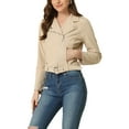 thumbnail image 4 of INSPIRE CHIC Women's Corduroy Notched Lapel Zip Up Motorcycle Jacket, 4 of 5