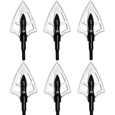 (1 PACK)6PCS Bow Hunting Broadhead 125 Grain Stainless Steel 2 Blades Hunting Tips for Crossbow Compound Bow Archery Hunting