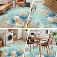 thumbnail image 5 of Area Rugs for Living Room 4x6 Ft, Teal Beach Coastal Non Slip Area Rugs for Kitchen Bedroom Entryway, Summer Nautical Coral Shell Botanical Washable Carpet Runner Rug Floor Mats for Bedroom, 5 of 8