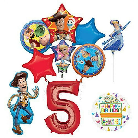 Mayflower Products Toy Story Party Supplies Woody and Friends 5th Birthday Balloon Bouquet Decorations