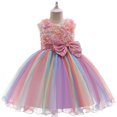 thumbnail image 2 of Odeerbi Clearance Toddler Girls Color Net Yarn Bowknot Birthday Party Flowers Gown Kids Dresses, 2 of 5