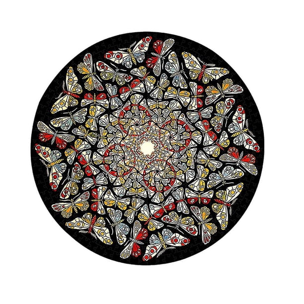 Rompecabezas Redondo De 500 Piezas Para Niños Y Adultos, Rompecabezas De Mariposas Diy, Rompecabezas Circular De Juguete, Imagen Artística Fresca Y Desafiante sonducket FN002429-00
