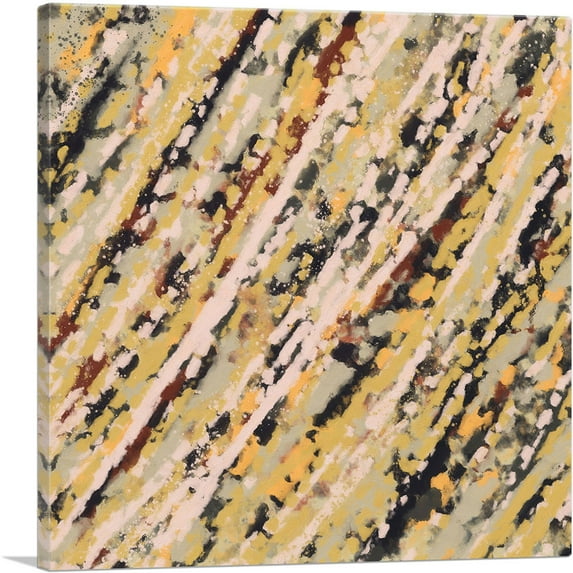 ARTCANVAS Yellow Black Pink Modern Canvas Art Print - Size: 26" x 26" (0.75" Deep)