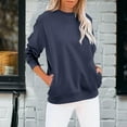 thumbnail image 2 of Charmgo Womens Sweatshirt Under $15, Women's Crew Neck Solid Color Sweatshirt Tops Long Sleeves Casual Pullover Lightweight Loose Tops Crewneck Sweatshirts Oversized, Winter Clothes for Women Navy M, 2 of 5