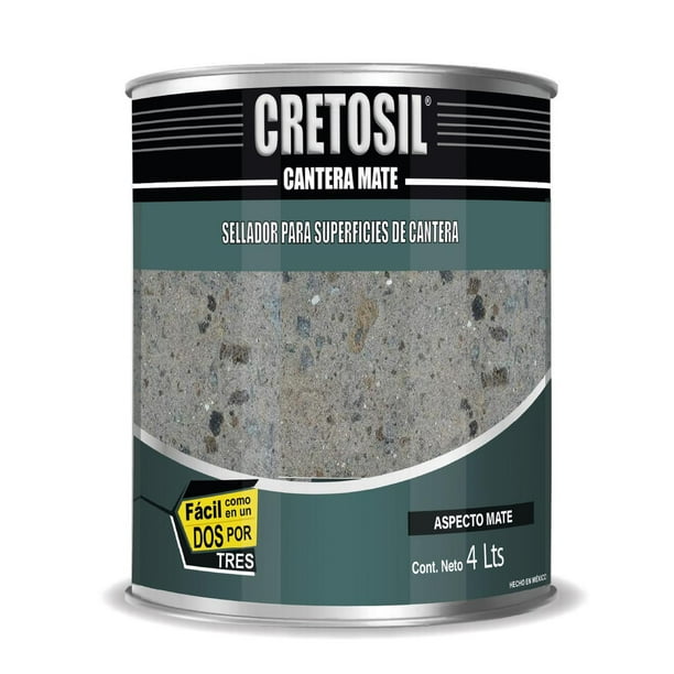 CRETOSIL Cantera Mate Sellador Apariencia Mojado Wet-look (Apto para ssuoerficies de Cantera y más) Aspecto Mate 100% Acrílico (4 L.)