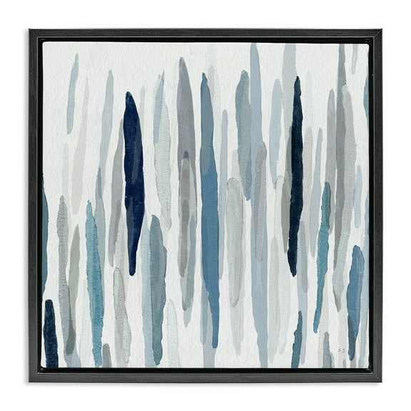 Stupell Industries Abstract Rain Pattern Strokes Abstract Painting Black Floater Framed Canvas Art Print Wall Art, 18 x 18