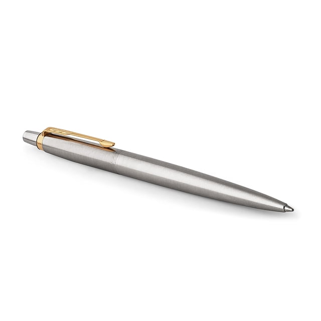 Bolígrafo Parker Jotter de acero inoxidable con borde dorado