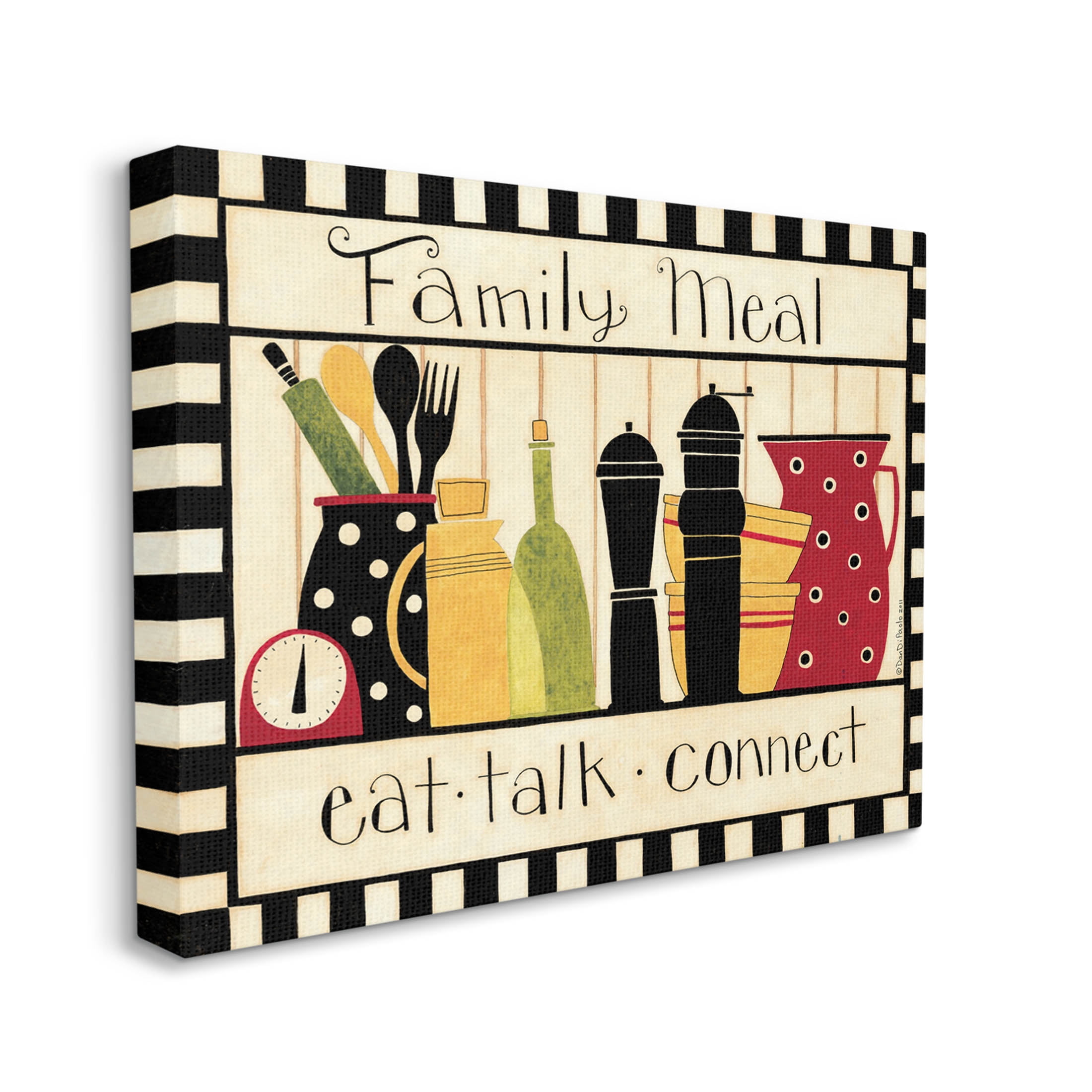Family Meal Vintage Kitchen Utensils Food & Beverage Graphic Art Gallery Wrapped Canvas Print Wall Art