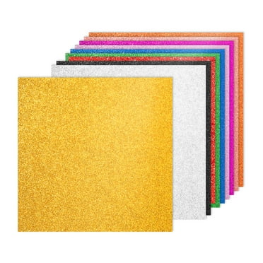 10Sheets Colorful Glitter Cardstock, 12x12In Glitter Paper Card Stock Shiny Scrapbook 250gsm Sparkly Paper Large Shimmer for Crafts Scrapbook DIY Art Wedding Party