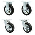 thumbnail image 2 of 6 Inch Swivel Pneumatic Casters Set of 4 - Black Rubber Wheels - Includes 2 Swivel and 2 Rigid - Heavy Duty Casters - 1,000 lbs. Total Capacity - Service Caster Brand, 2 of 4